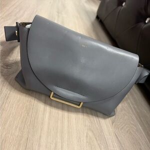 All Saints Charcoal Leather Crossbody Bag